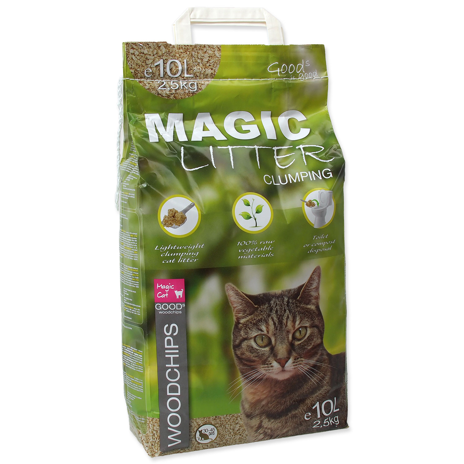 Kočkolit MAGIC CAT Litter Woodchips 10l, 2,5 kg