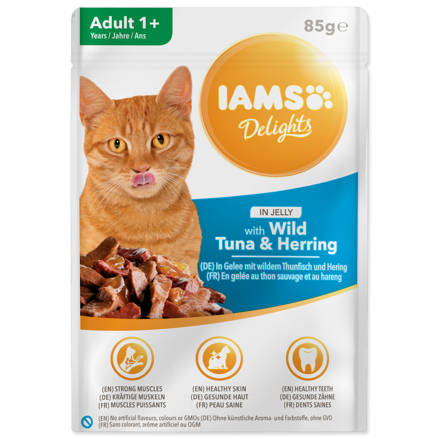 Kapsička IAMS Cat Delights Tuna & Herring in Jelly, 85 g