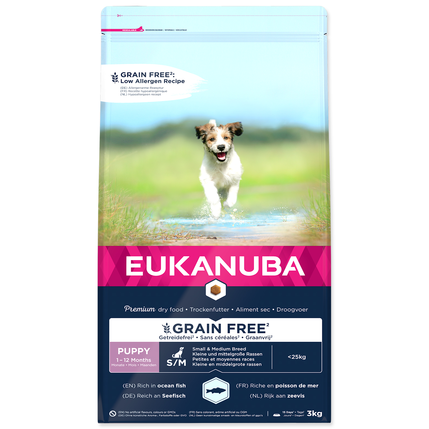 EUKANUBA Puppy & Junior Small & Medium Breed Grain Free Ocean Fish 3 kg