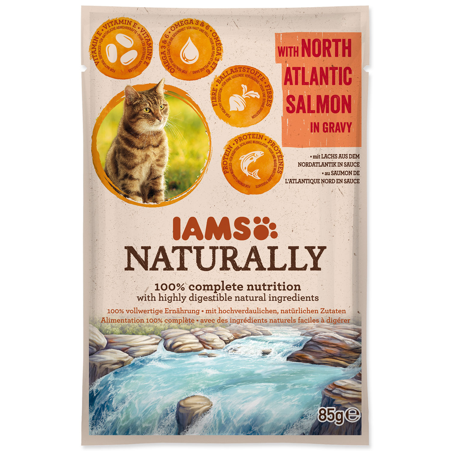 Kapsička IAMS Cat Naturally with North Atlantic Salmon in Gravy, 85 g