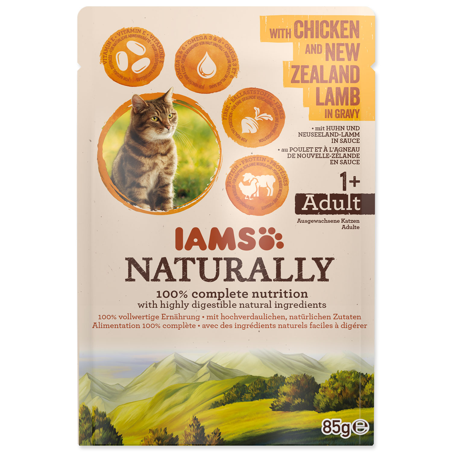 Kapsička IAMS Cat Naturally with Chicken & New Zealand Lamb in Gravy, 85 g