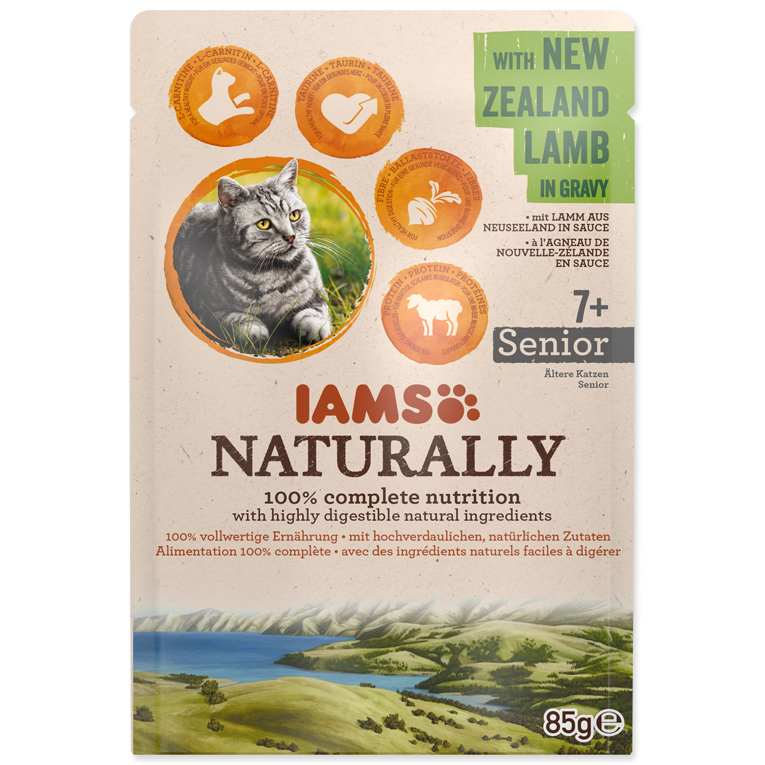 Kapsička IAMS Cat Naturally Senior with New Zealand Lamb in Gravy, 85 g