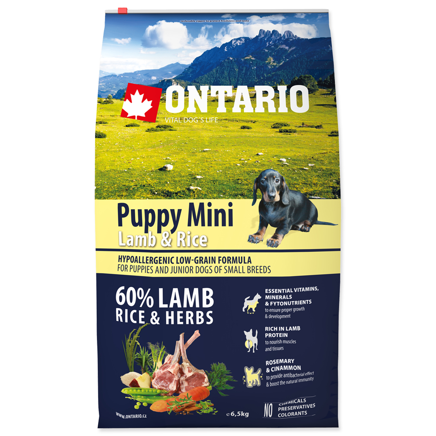 ONTARIO Puppy Mini Lamb & Rice, 6,5 kg
