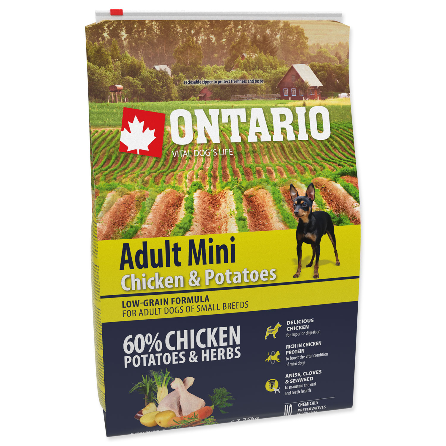 ONTARIO Dog Adult Mini Chicken & Potatoes & Herbs, 2,25 kg