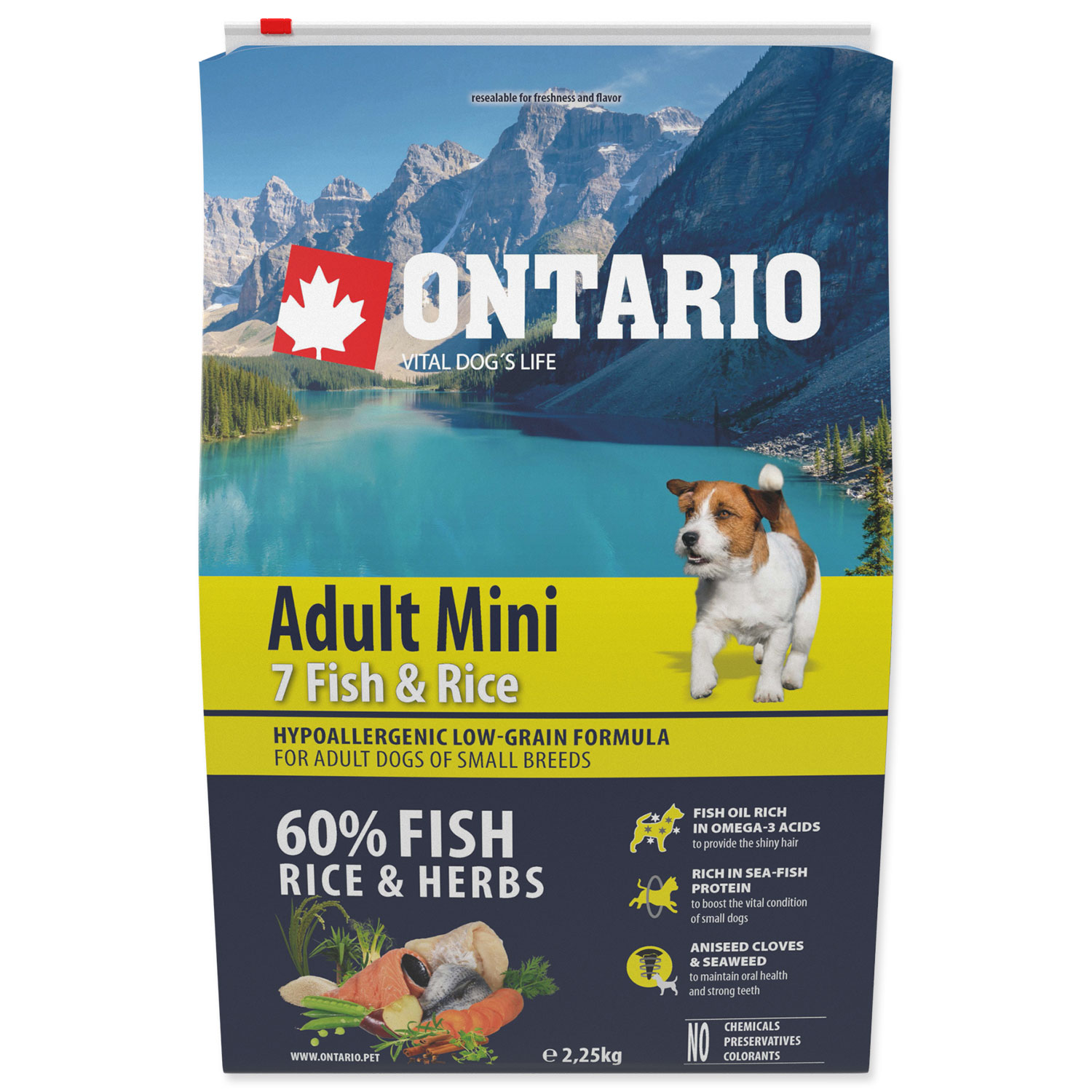 ONTARIO Dog Adult Mini Fish & Rice 2,25 kg