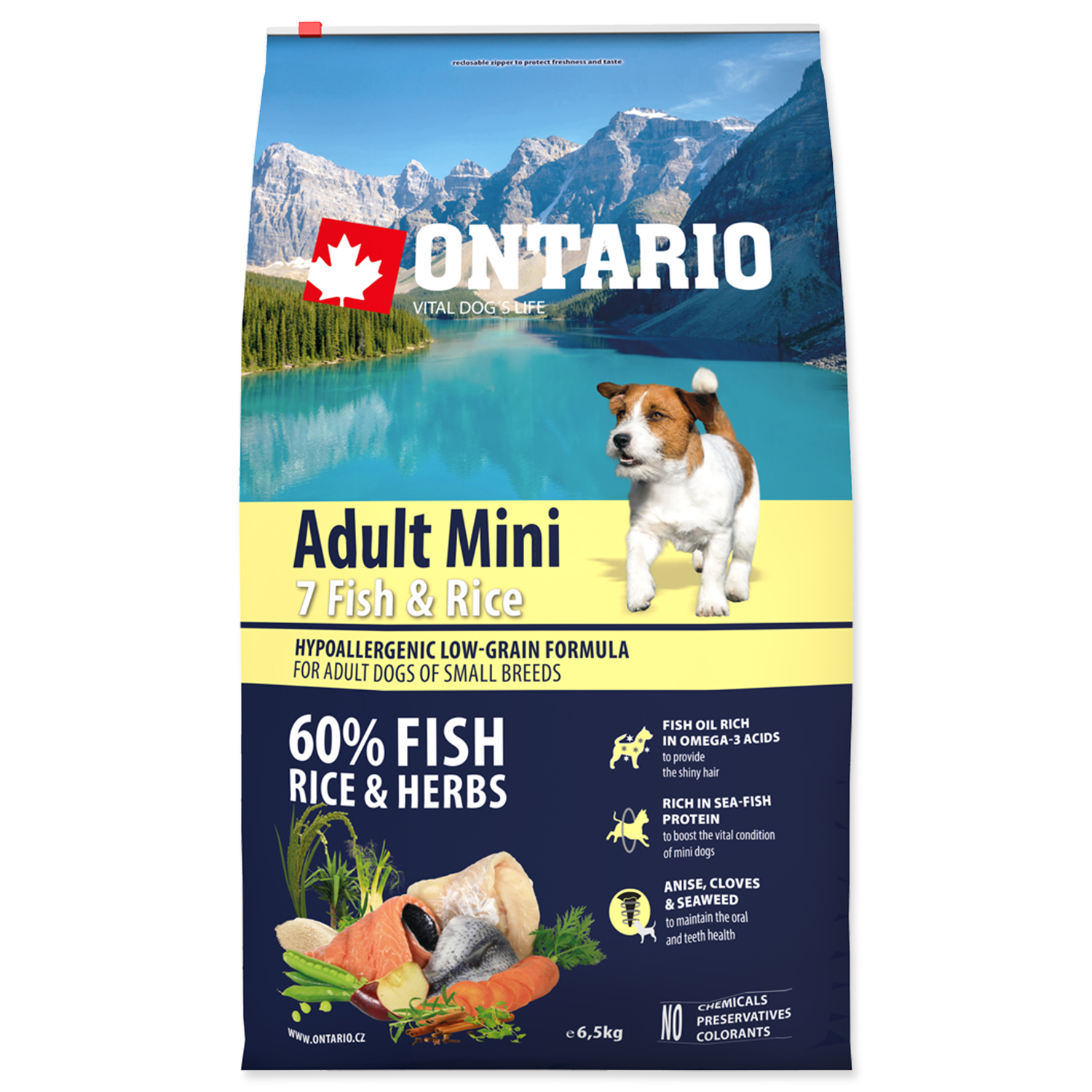 ONTARIO Dog Adult Mini Fish & Rice, 6,5 kg
