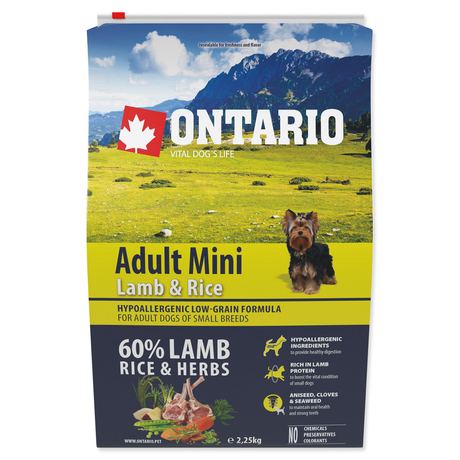 ONTARIO Dog Adult Mini Lamb & Rice, 2,25 kg