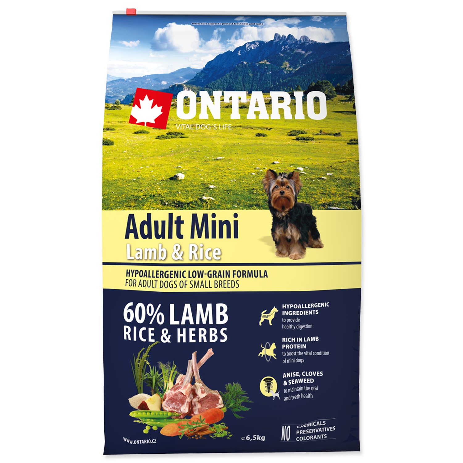 ONTARIO Dog Adult Mini Lamb & Rice, 6,5 kg