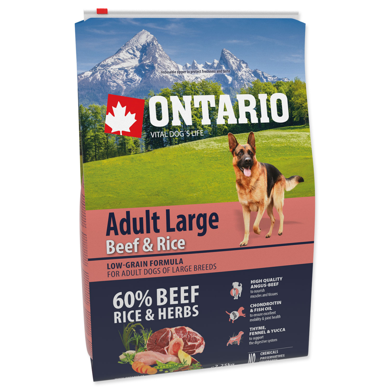 ONTARIO Dog Adult Large Beef & Rice 2,25 kg