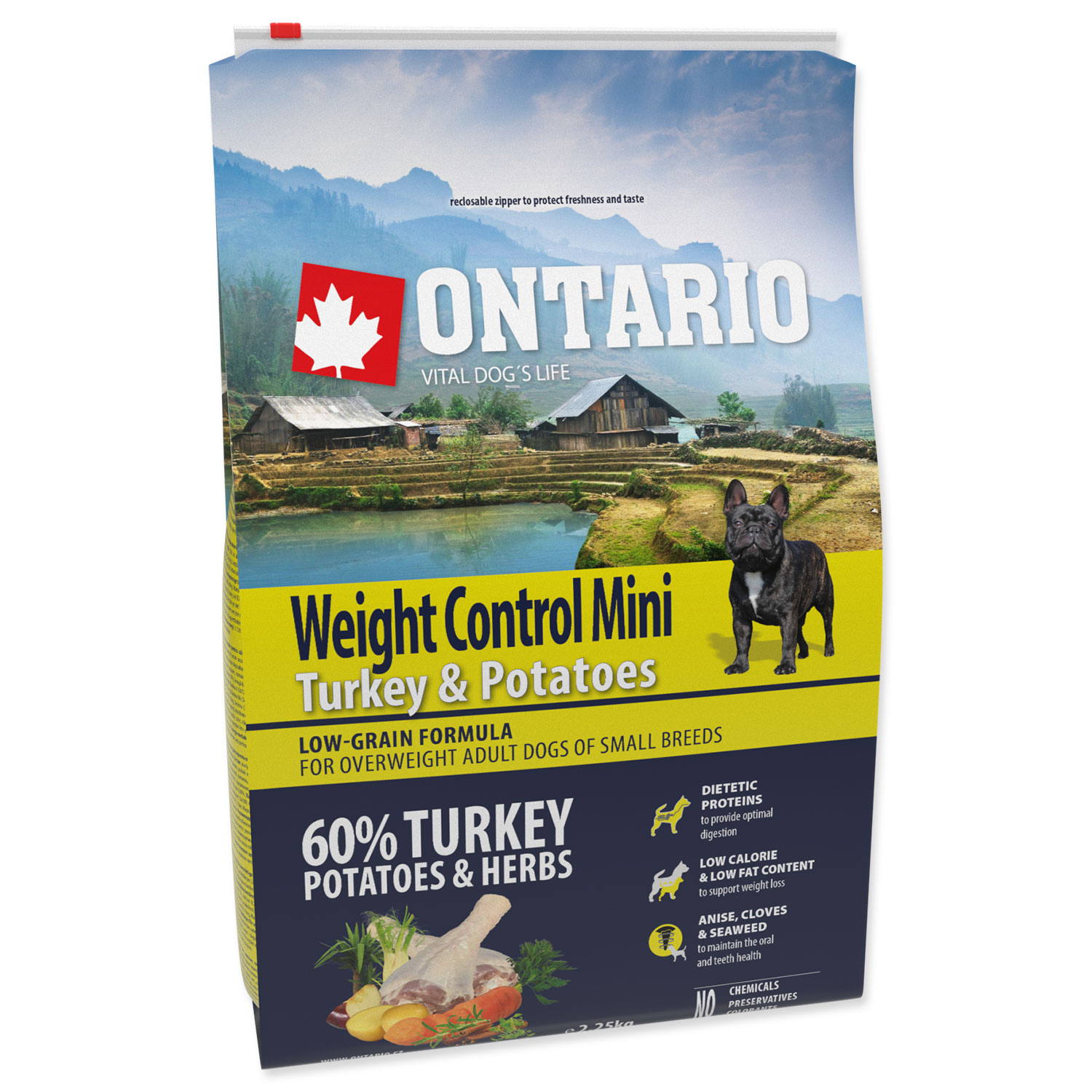 ONTARIO Dog Mini Weight Control Turkey & Potatoes 2.25 kg