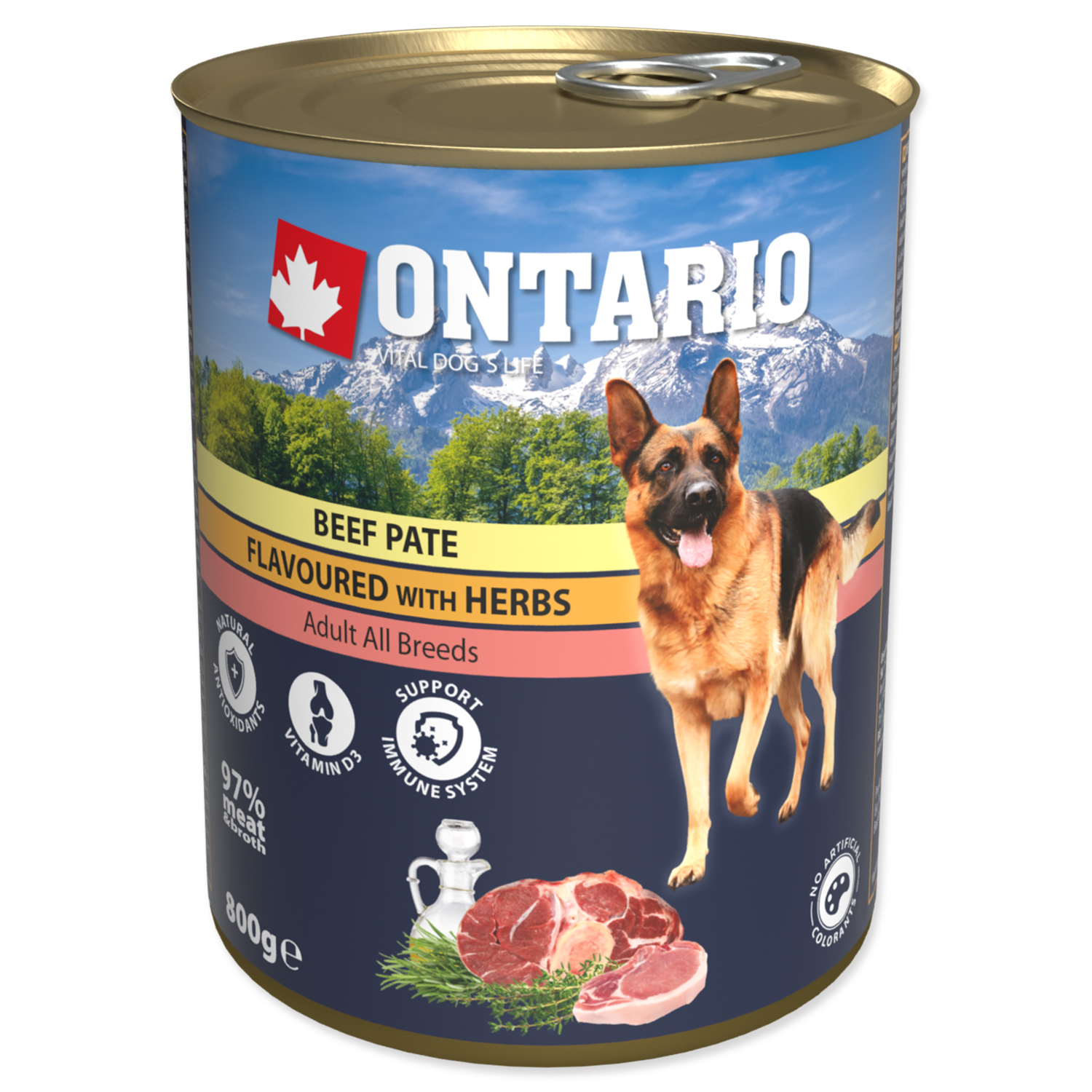 Konzerva ONTARIO Dog Beef Pate Flavoured with Herbs