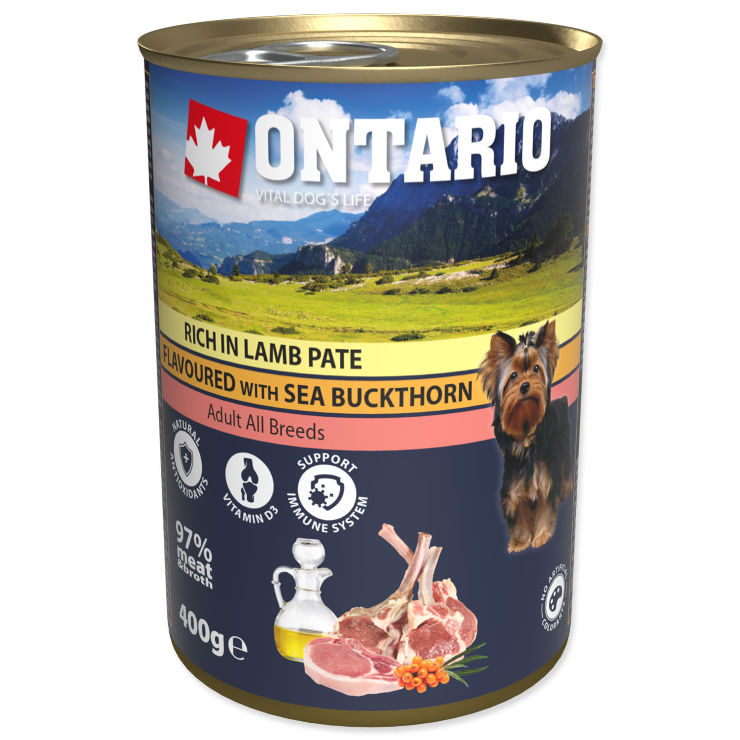 Konzerva ONTARIO Rich In Lamb Pate Flavoured with Sea Buckthorn, 400 g