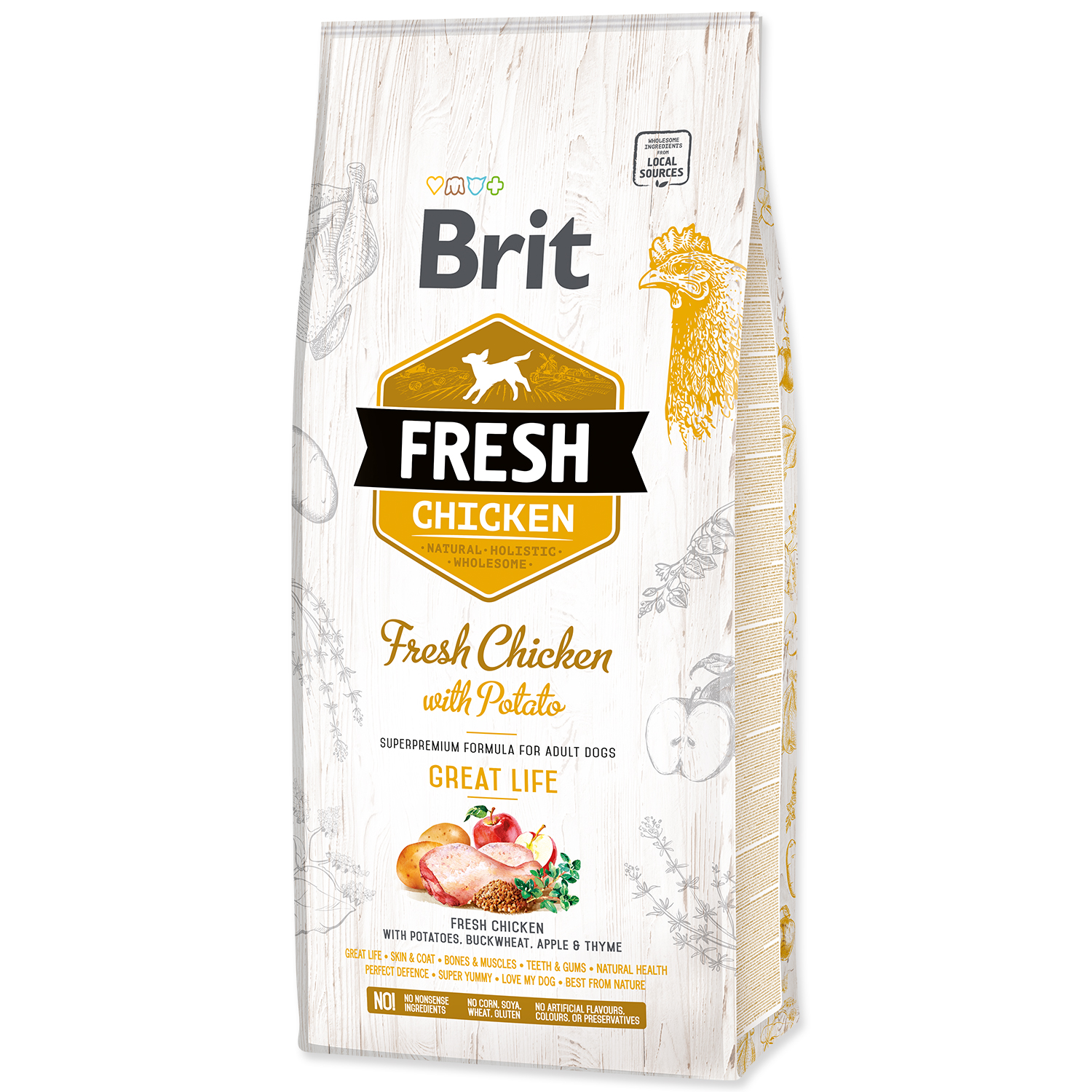 BRIT Fresh Chicken with Potato Adult Great Life, 12 kg