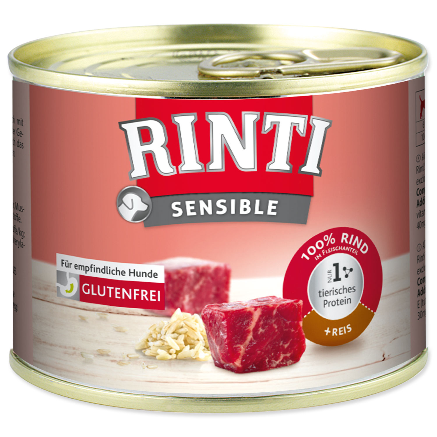 Konzerva RINTI Sensible hovězí + rýže, 185 g