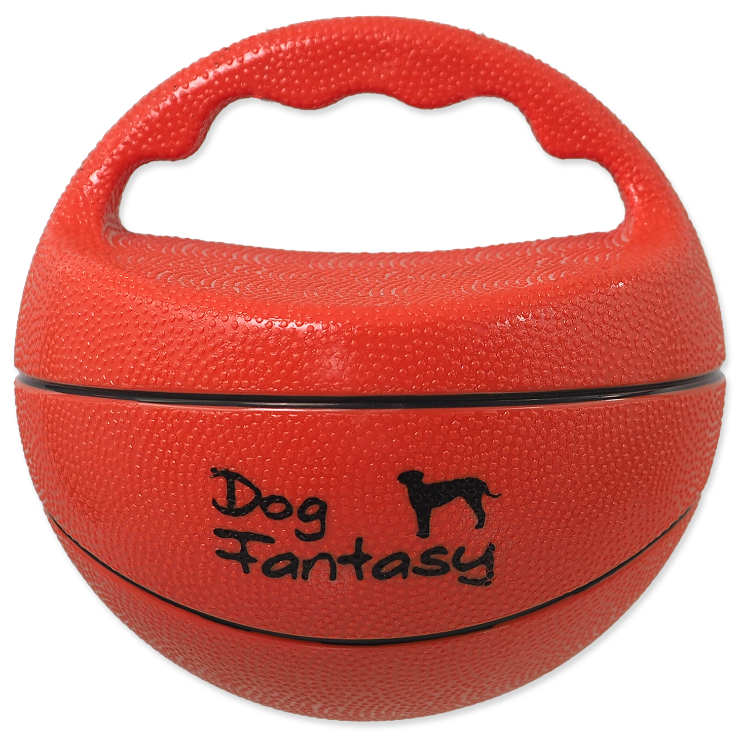Hračka DOG FANTASY Ball míč s rukojetí pískací, 15 cm