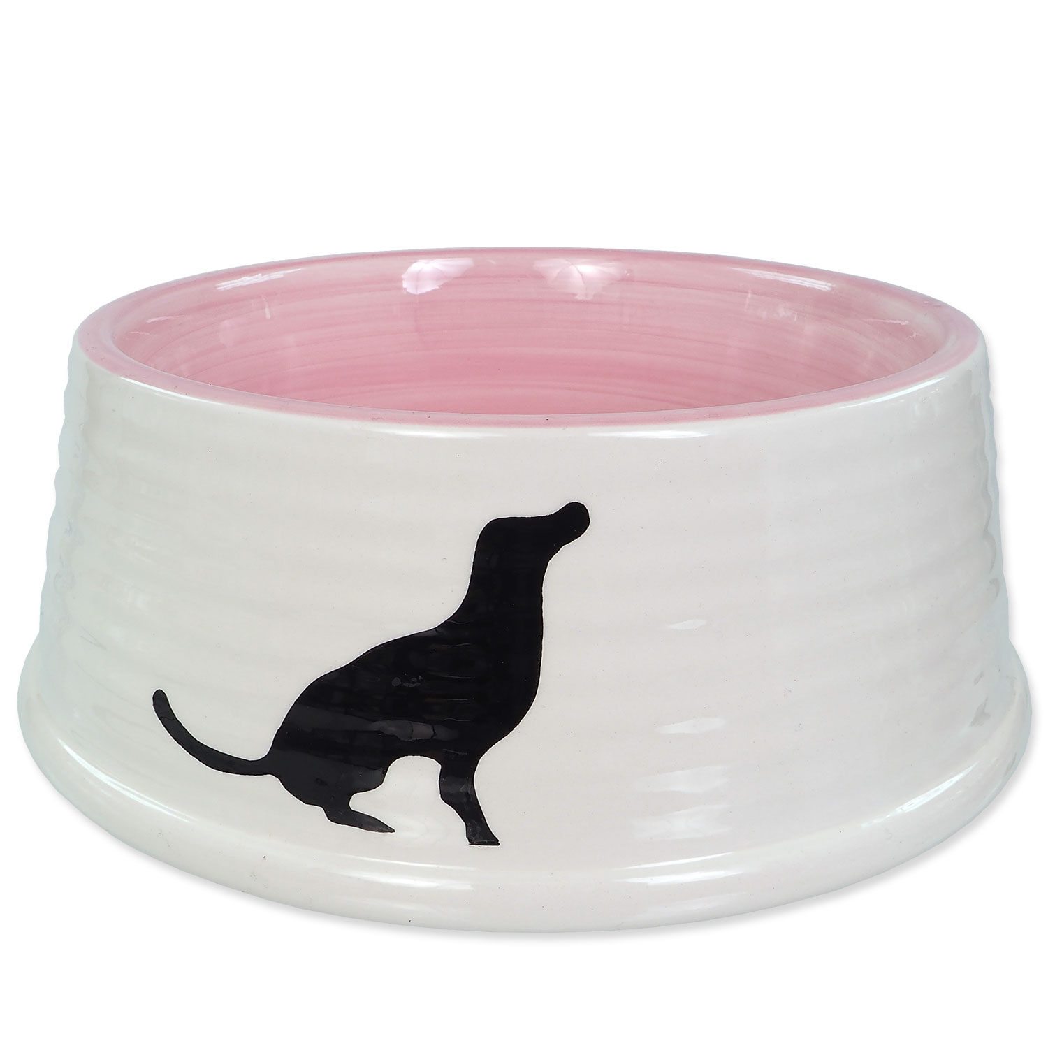Miska DOG FANTASY keramická motiv pes bílo-růžová 21 cm