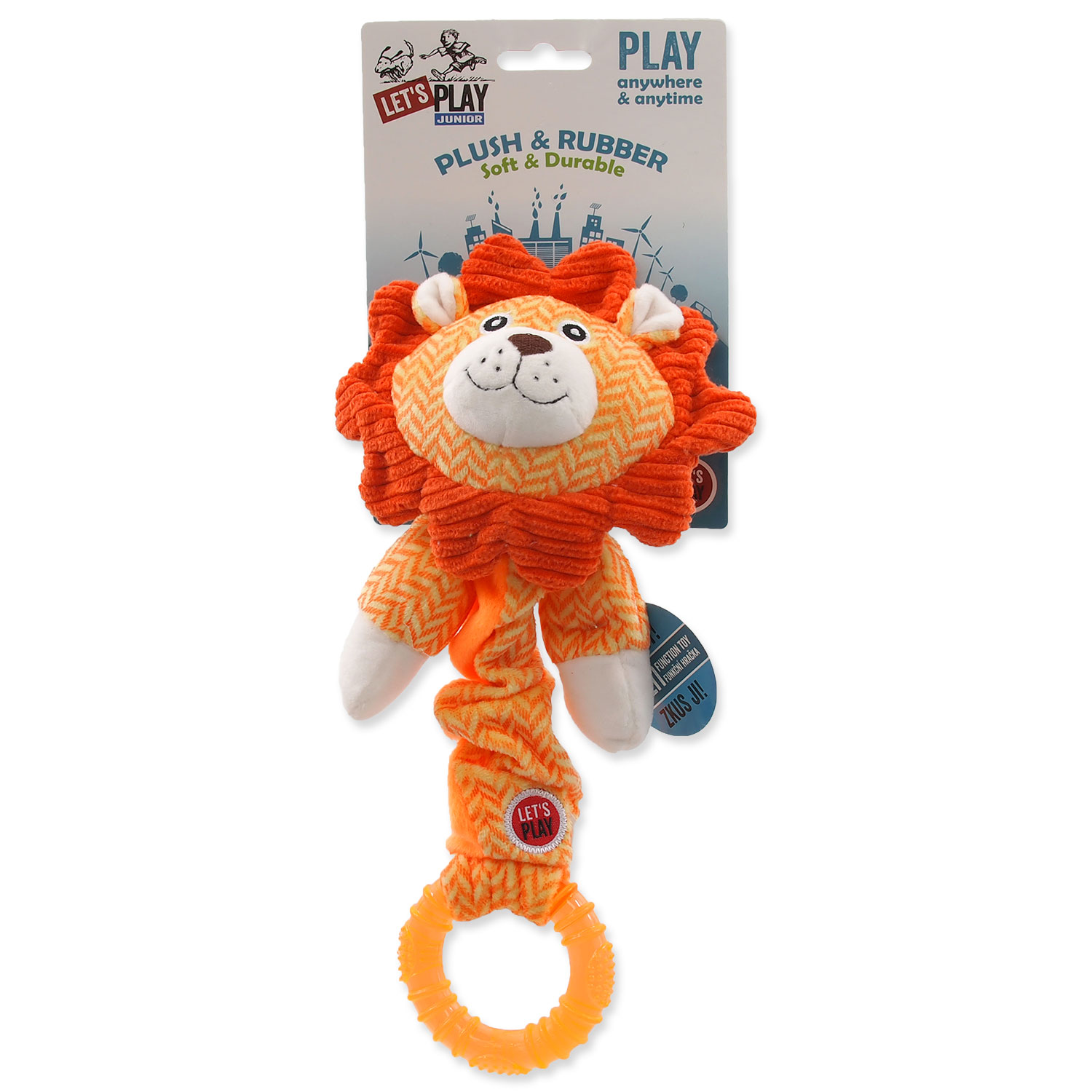 Hračka pro psa LET`S PLAY Junior lev oranžový 30 cm 